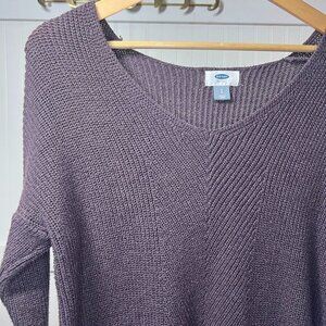Old Navy Sweater Cozy Cabin Preppy Ribbed Knit Pullover Women's Small Purple